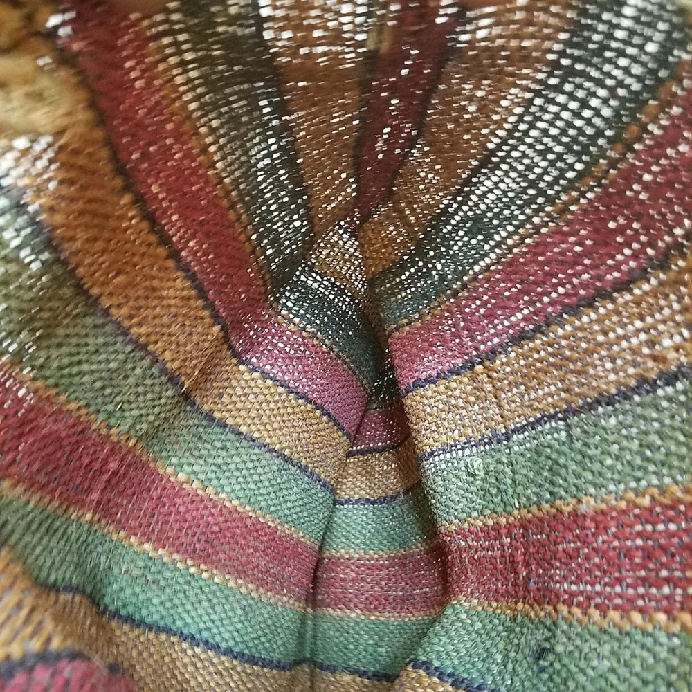 Large Woven Boho Earth Tone Striped Jute Tote